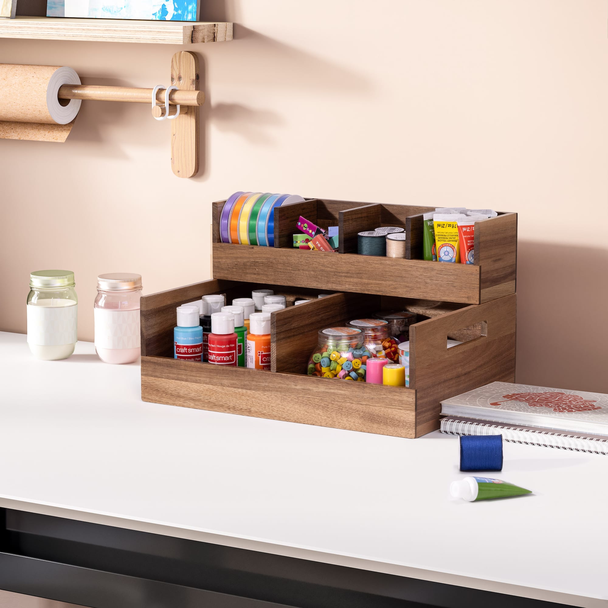 Seville Classics Large Acacia Desktop Organizer